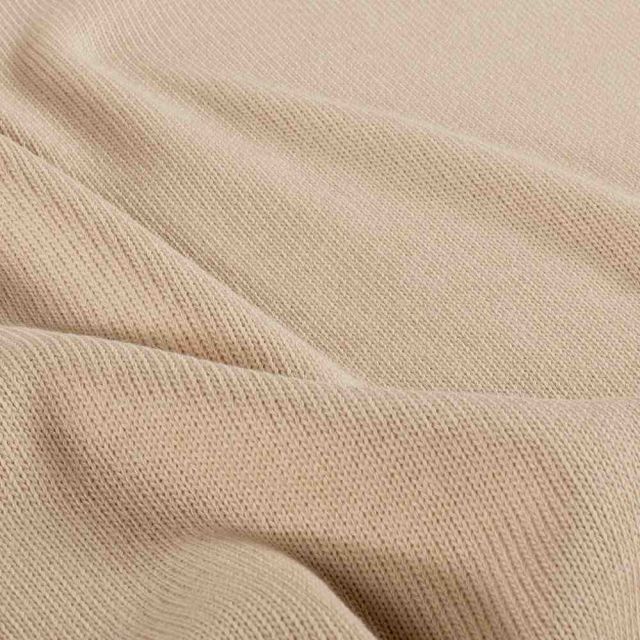 Tissu Jersey Maille Coton uni Beige