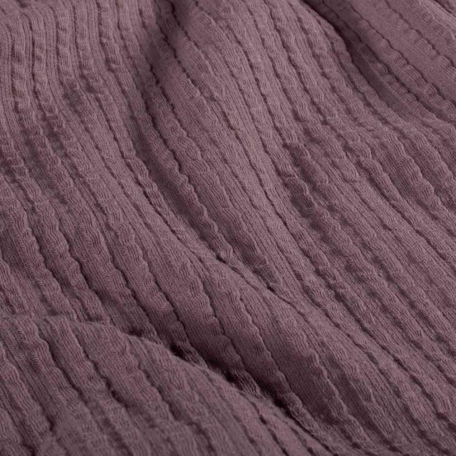 Tissu Jersey Bord Côte stretch Romy uni Mauve
