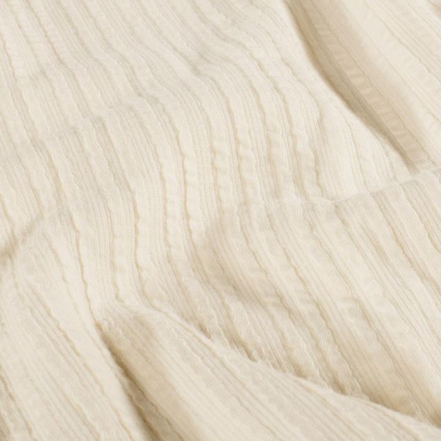 Tissu Jersey Bord Côte stretch Romy uni Ivoire