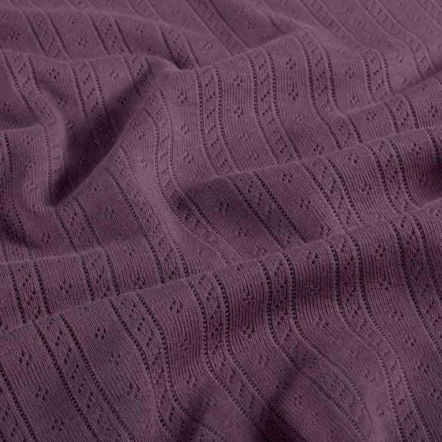 Tissu Jersey Coton ajouré Camille uni Mauve