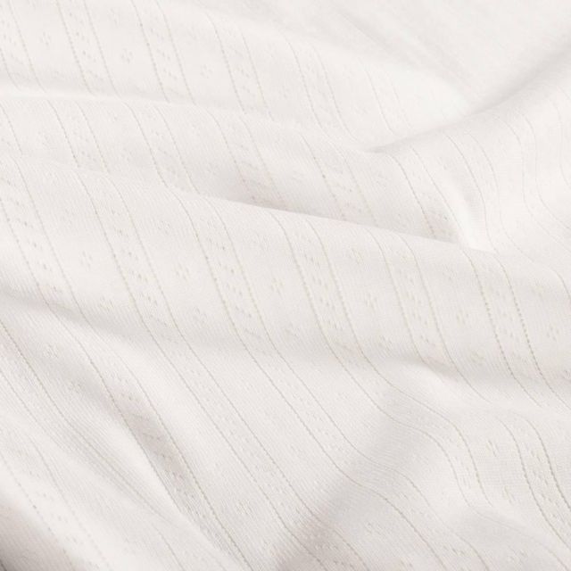 Tissu Jersey Coton ajouré Camille uni Blanc cassé