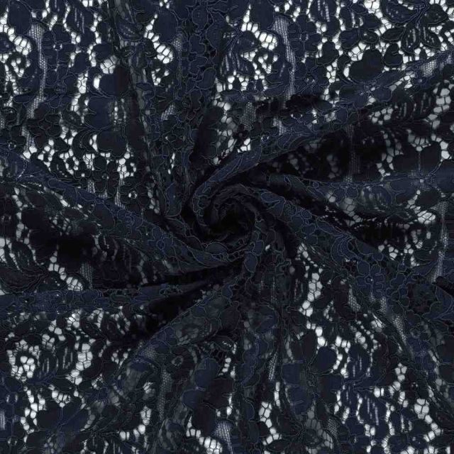 Tissu Dentelle lourde uni Bleu marine