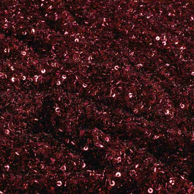 Tissu Maille Sequins extensible uni Rouge