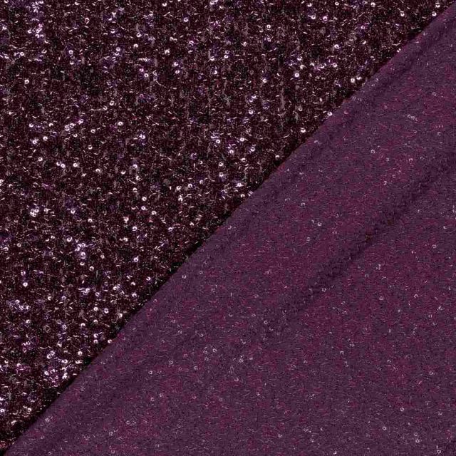 Tissu Sequins uni Prune