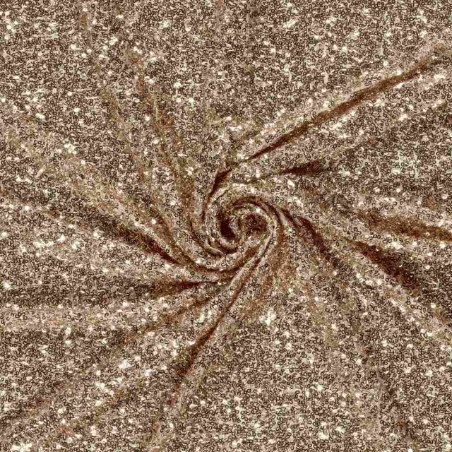 Tissu Maille sequins extensible Or