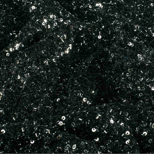 Tissu Maille Sequins extensible uni Gris anthracite