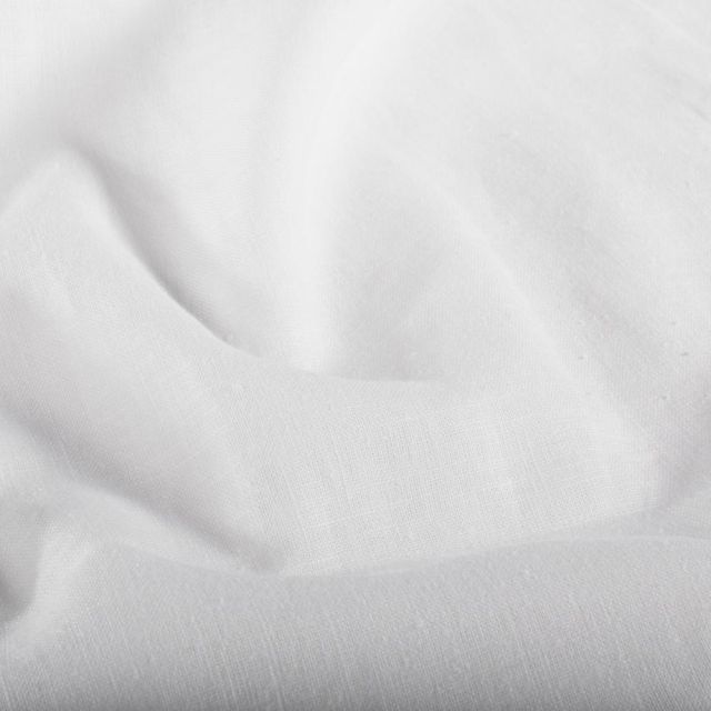 Tissu Lin Coton lavé uni Blanc pur