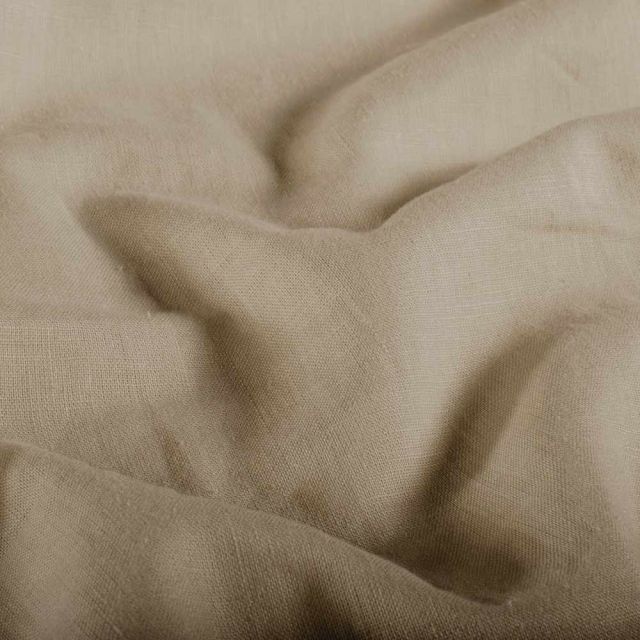 Tissu Lin Coton lavé uni Beige