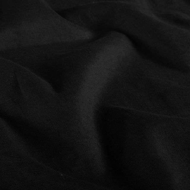 Tissu Lin Coton lavé uni Noir