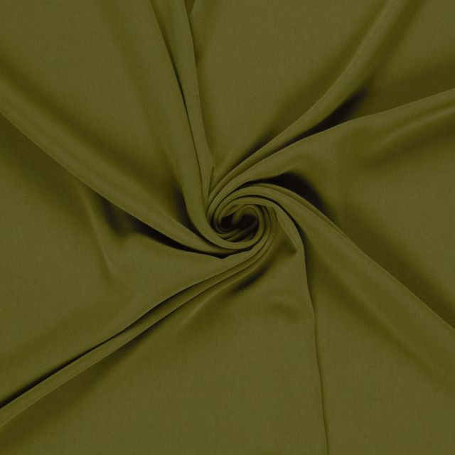 Tissu Crêpe stretch uni Vert kaki