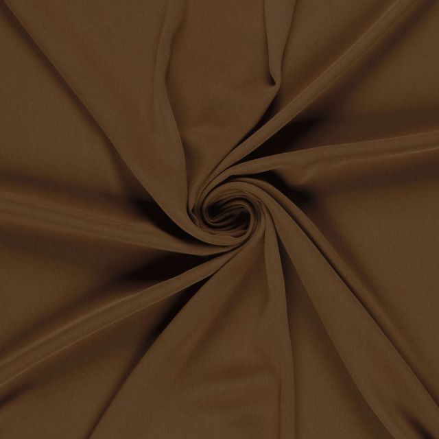 Tissu Crêpe stretch uni Noisette