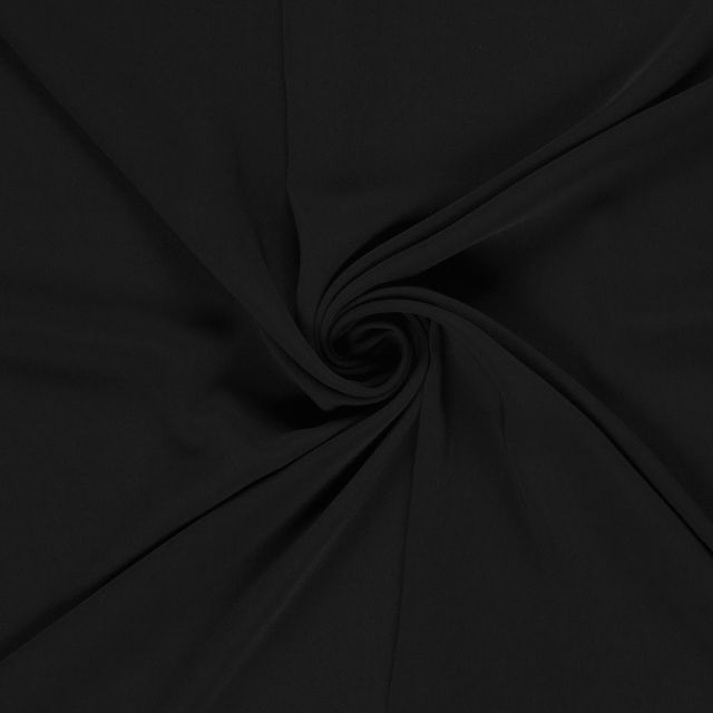 Tissu Crêpe stretch uni Noir