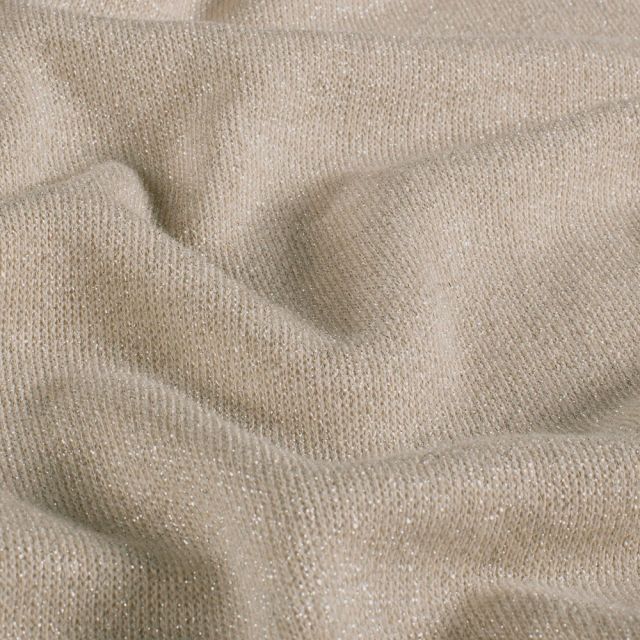 Tissu Maille Jersey épaisse Lurex Beige