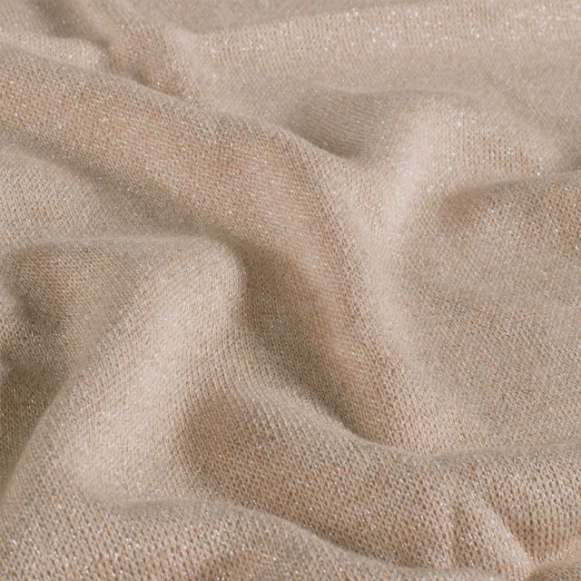 Tissu Maille Jersey épaisse Lurex Camel