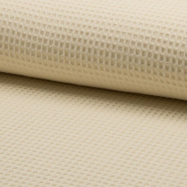 Coupon Tissu Nid d'abeille Beige sable x10cm - Coupon de 100 cm
