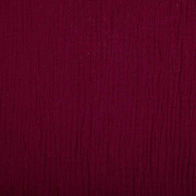 Coupon Tissu Double gaze de coton uni Bordeaux - Coupon de 30 cm