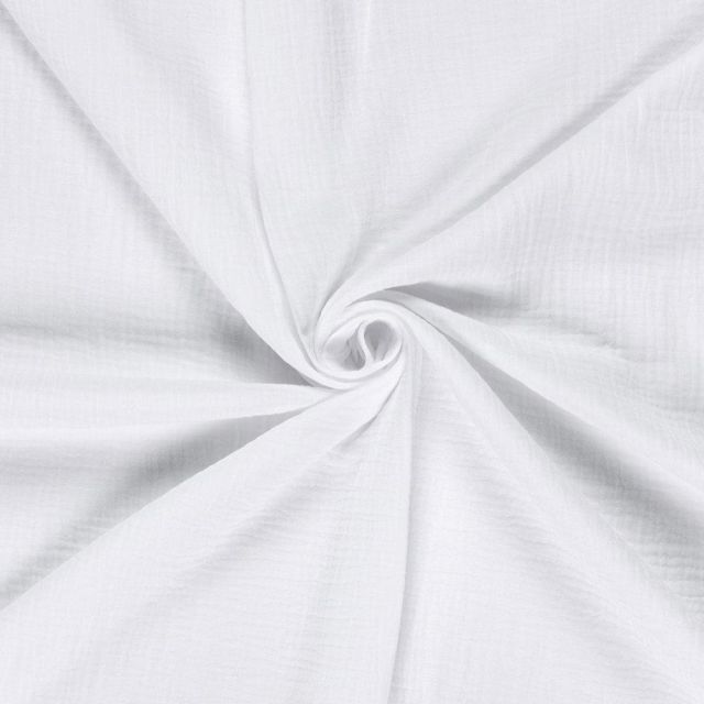 Tissu Double gaze de coton uni Blanc - Par 10 cm