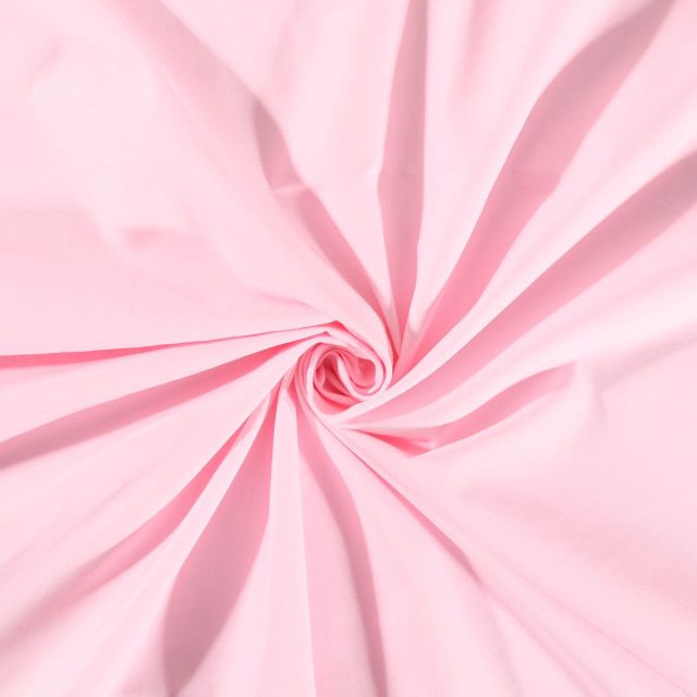 Tissu Polycoton uni Rose bébé - Par 10 cm