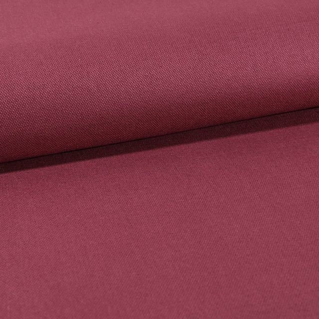 Tissu Toile Coton Canvas uni Lie de vin - Par 10 cm
