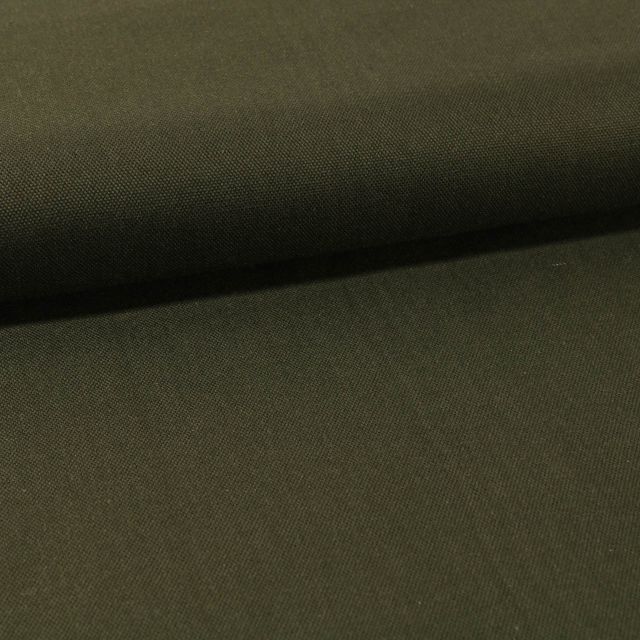 Coupon Tissu Toile Coton Canvas uni Vert Kaki Foncé - Coupon de 40 cm