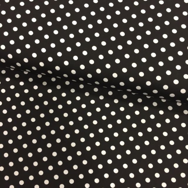 Coupon Tissu Coton imprimé Noir Pois 8 mm Blancs - Coupon de 20 cm