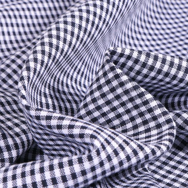 Tissu Vichy Mini carreaux 3 mm Bleu marine - Par 10 cm