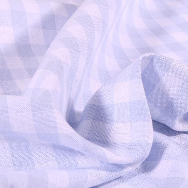 Tissu Vichy Grands carreaux 10 mm Bleu ciel - Par 10 cm