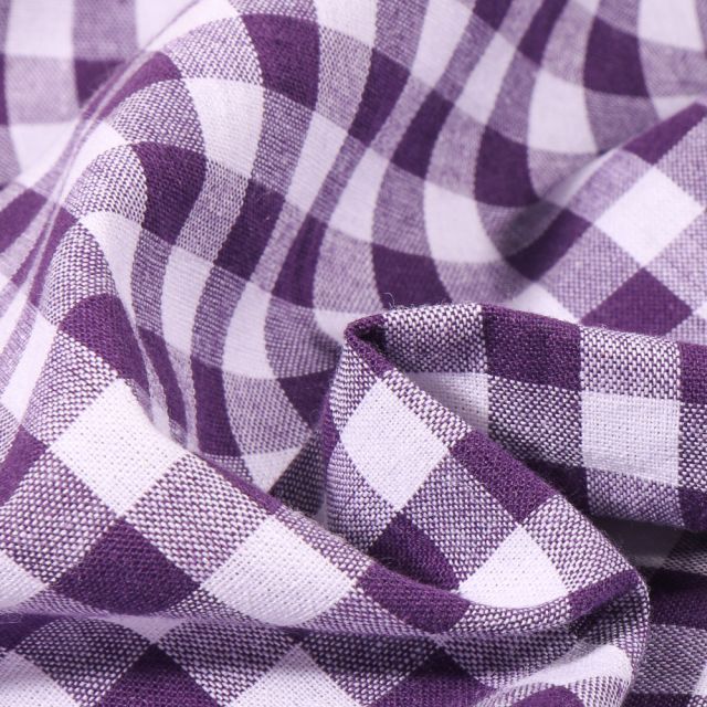 Coupon Tissu Vichy Grands carreaux 10 mm Violet - Coupon de 20 cm