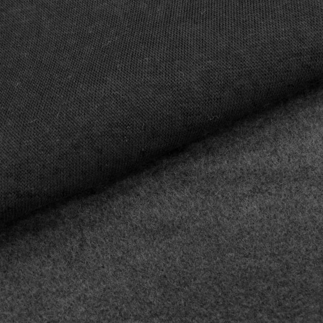 Coupon Tissu Molleton Sweat uni Noir x10cm - Coupon de 20 cm