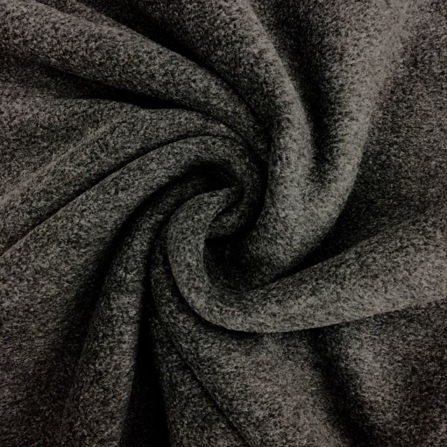Coupon Tissu Polaire uni Gris anthracite chiné - Coupon de 50 cm