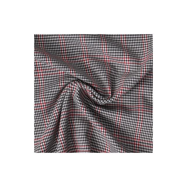 Tissu Tartan Carreaux noirs et rouges sur fond Noir
