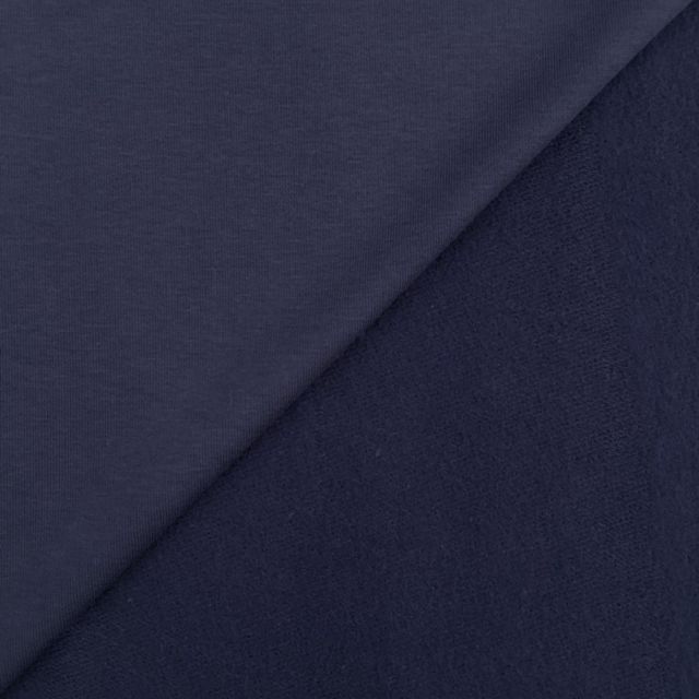 Coupon Tissu Molleton Sweat uni Bleu marine x10cm - Coupon de 100 cm