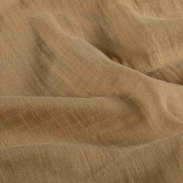 Tissu Double gaze de Coton uni Camel clair - Coupon de 3 mètres