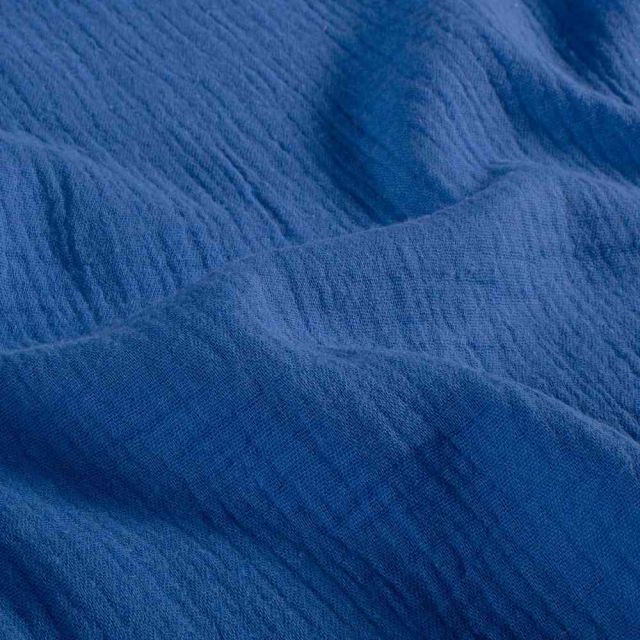 Tissu Double gaze de Coton uni Bleu roi - Coupon de 3 mètres