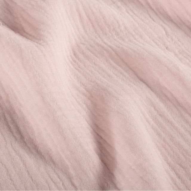 Tissu Double gaze de Coton uni Rose poudré - Coupon de 3 mètres