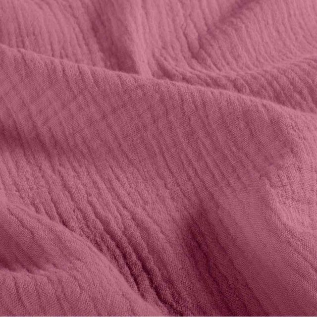 Tissu Double gaze de Coton uni Vieux rose - Coupon de 3 mètres