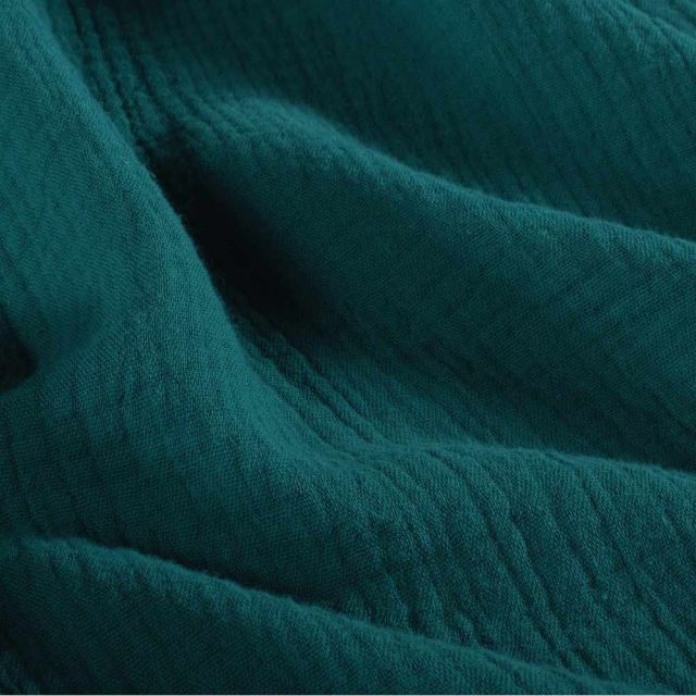 Tissu Double gaze de Coton uni Bleu canard - Coupon de 3 mètres