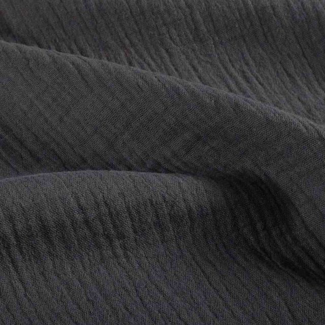 Tissu Double gaze de Coton uni Gris anthracite - Coupon de 3 mètres