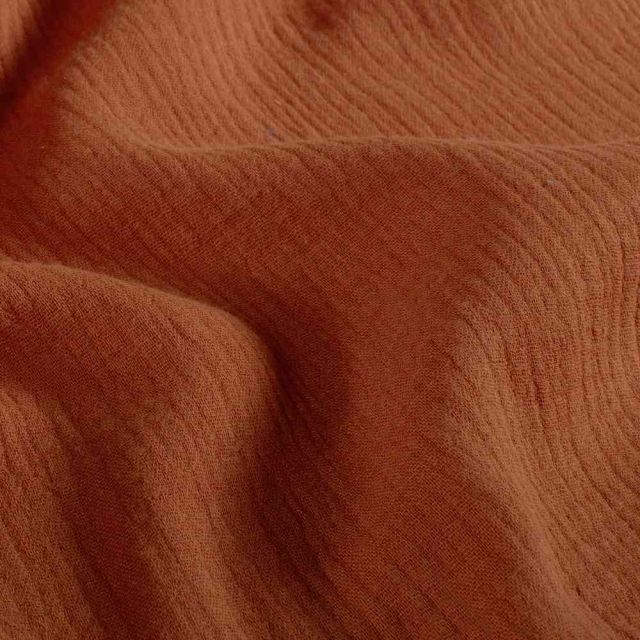 Tissu Double gaze de Coton uni Rouille - Coupon de 3 mètres