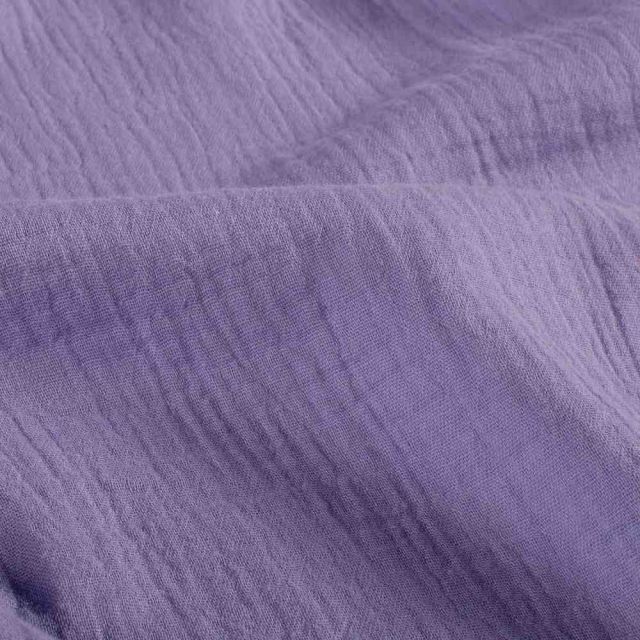 Tissu Double gaze de Coton uni Lilas - Coupon de 3 mètres