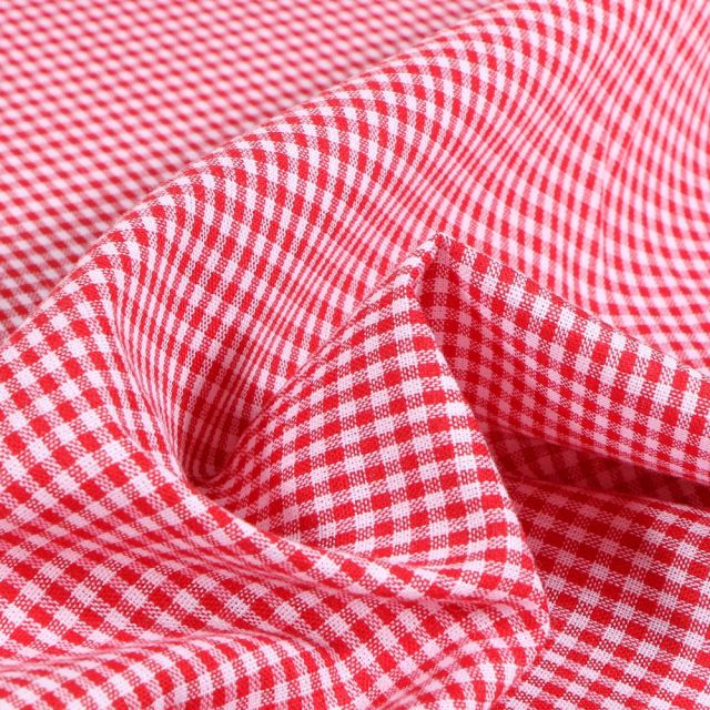 Tissu Vichy Mini carreaux 3 mm Rouge - Coupon de 3 mètres