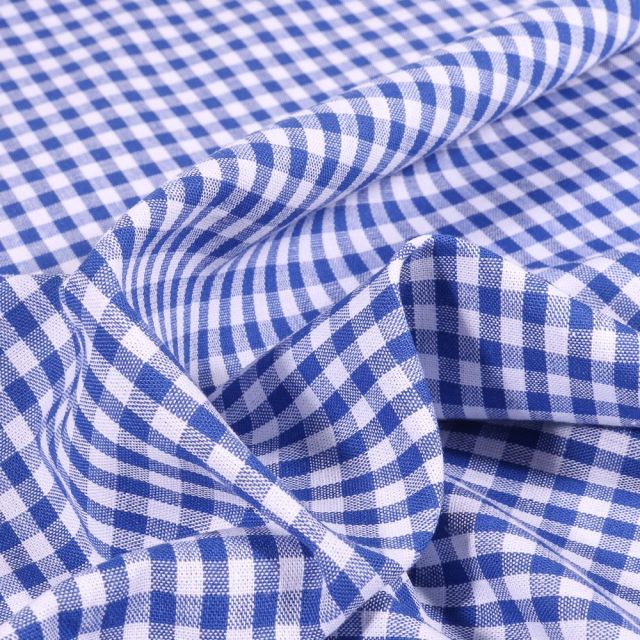 Tissu Vichy Petits carreaux 5 mm Bleu roi - Coupon de 3 mètres