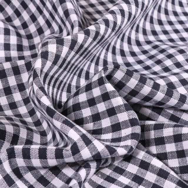 Tissu Vichy Petits carreaux 5 mm Bleu marine - Coupon de 3 mètres