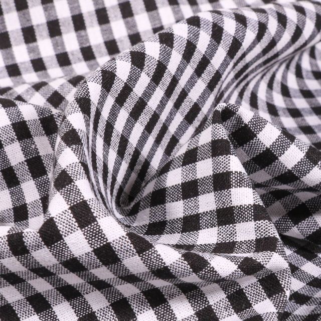 Tissu Vichy Petits carreaux 5 mm Noir - Coupon de 3 mètres