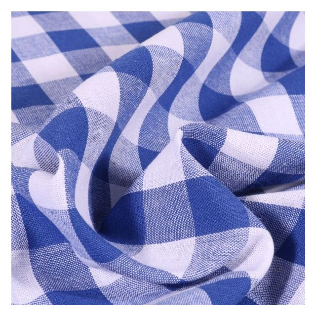 Tissu Vichy Très grands carreaux 17 mm Bleu roi - Coupon de 3 mètres