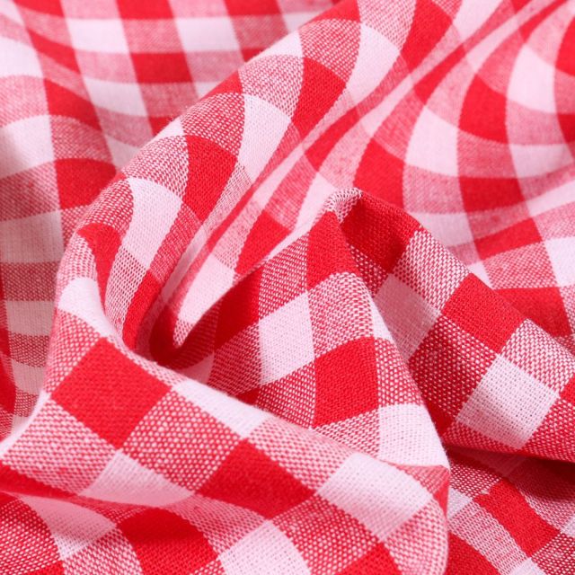 Tissu Vichy Grands carreaux 10 mm Rouge - Coupon de 3 mètres