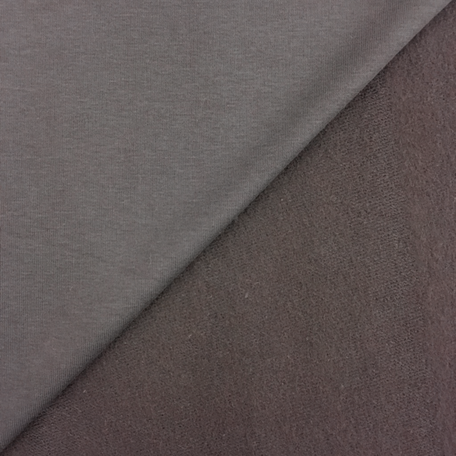 Tissu Molleton Sweat uni Marron chocolat x10cm