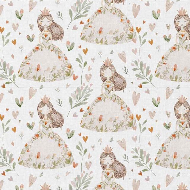 Tissu Popeline de Coton  Niouchka sur fond Blanc