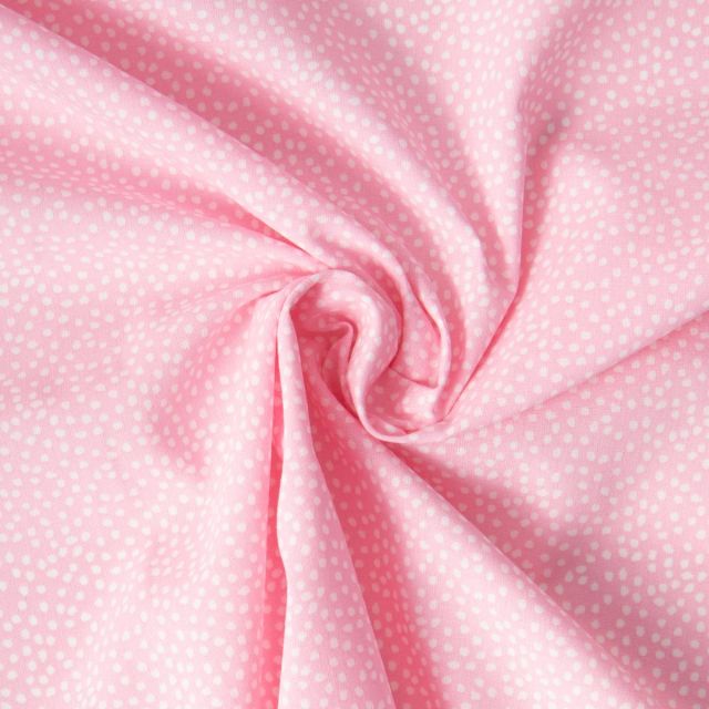 Tissu Coton imprimé Arty Tassin tacheté Blanc sur fond Rose