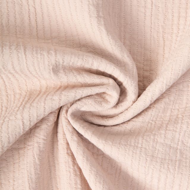 Tissu Coton surpiqué uni Naturel